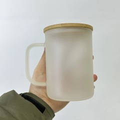 US Warehouse 15oz Frosted Sublimation Glass Mug With Handle
